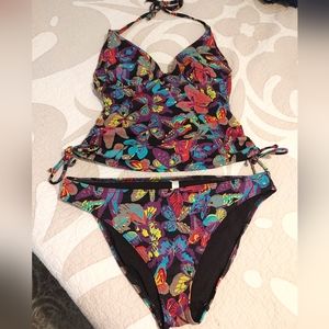 Victoria Secret Butterfly Tankini Pushup Swimsuit Size 38C/XL